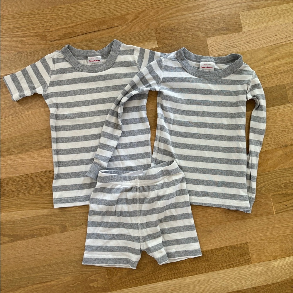 Grey & white striped PJs